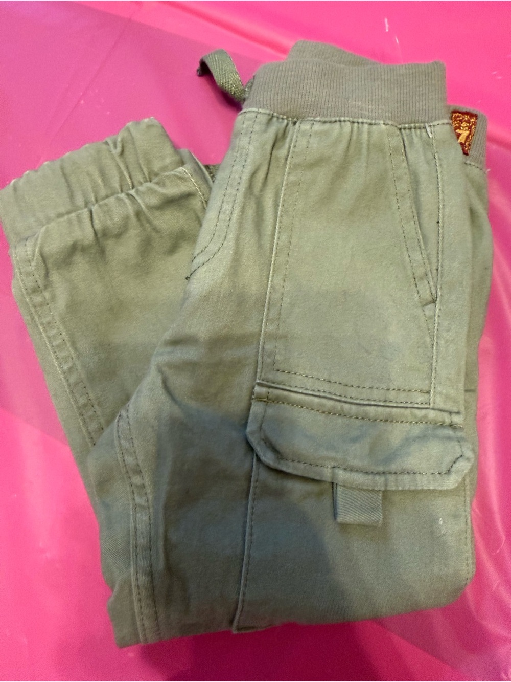 7 For All Mankind Kids Olive Green Cargo Joggers